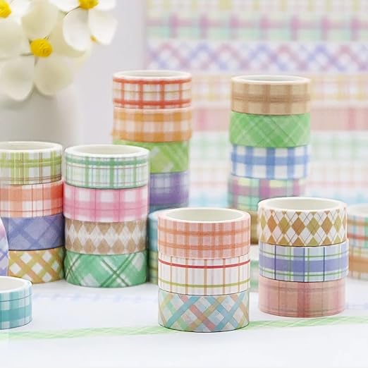 Funincloud Stripe Washi Tape Set Colored Masking Tape 60 Rolls Decorative Paper Tapes for Scrapbooking Supplies Arts Crafts DIY Bullet Journal Gift Wrapping Decor
