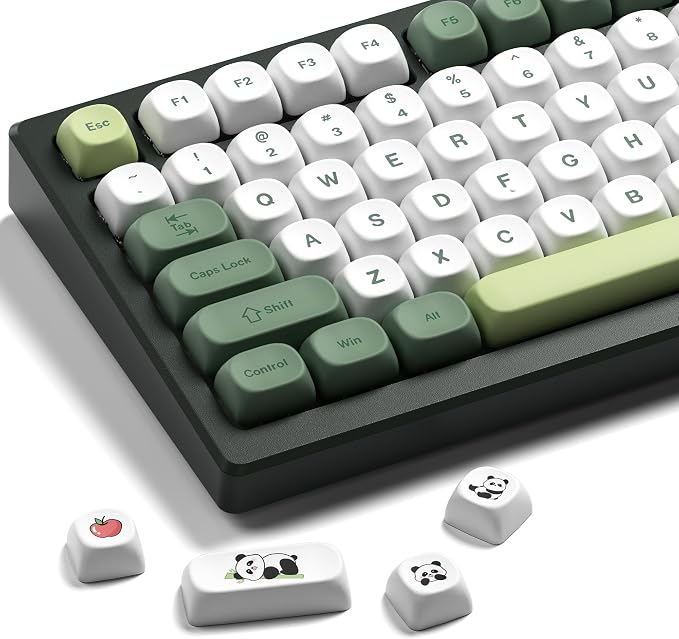 OHY XVX MOA Profile Matcha Panda PBT Dye-Sub Keycaps Set, 143-Key Green & Creamy Keycaps for Mechanical Keyboards (Compatible with 61/64/68/84/87/100/104/108 Cherry MX Switches)