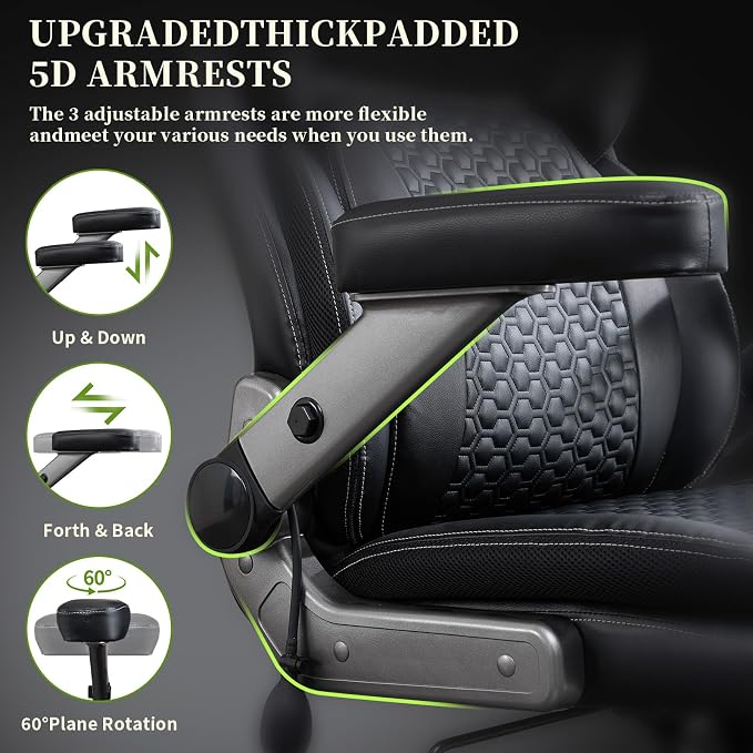 700lbs Big and Tall Office Chair for Heavy People with 5D Flip Armrests Heavy Duty Executive Chair with Adjustable Lumbar Support, Metal Base, Rubber Caster Wheels, Wide Seat for Sitting All Day