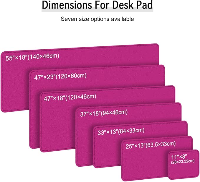 Dual Sided Leather Desk Mat - Waterproof Desk Pad - Ideal for Large Mouse Pad and Desk Mats on Top of Desks (Rose, 25"*13")