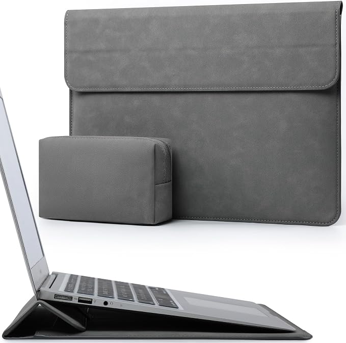 HYZUO 13 Inch Laptop Case Sleeve with Stand for 2026-2018 MacBook Air 13 M5 M4 M3 M2 M1, 2026 13" MacBook Neo, 2026-2016 MacBook Pro 13 M2 M1, iPad Pro/Air 13, Surface Pro 12-3, XPS 13, Dark Gray