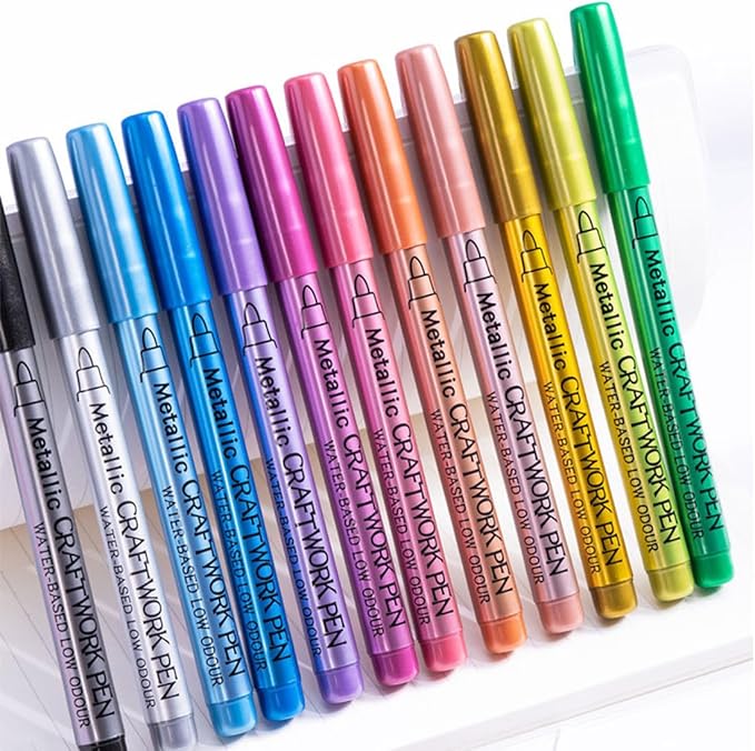 Wax Seal Kit, 12PCS Metallic Marker Color Pen for Decorating Wax Seal Stamp, Premium Wax Seal Set for Wedding Wax Envelope Seal, Fit All Beads or Wax Seal Sticks (Wax Seal Pen Kit 2)