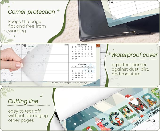 AECCN Desk Calendar 2026-2027 3 Pack, 18 Months Calendars, 17" x 11.4" Large Space, Anti Ink Bleed and Transparent Cover, Desktop Calendar with Stickers for Teacher supplies & Office Planning-Colorful