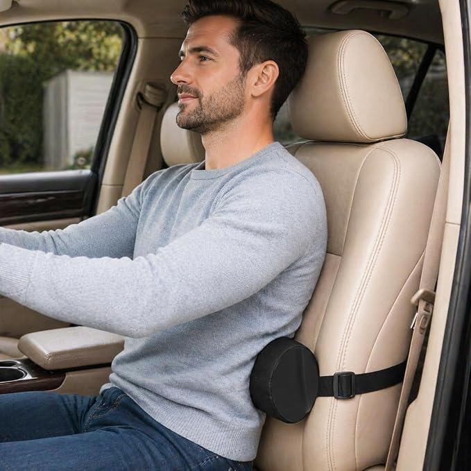Lumbar Roll Support Pillow for Office Chair & Car 15 Inch | Lumbar Roll with Adjustable Strap, Back Support Pillow for Office Chair, Car for Relieving Back Pain & Posture Correction