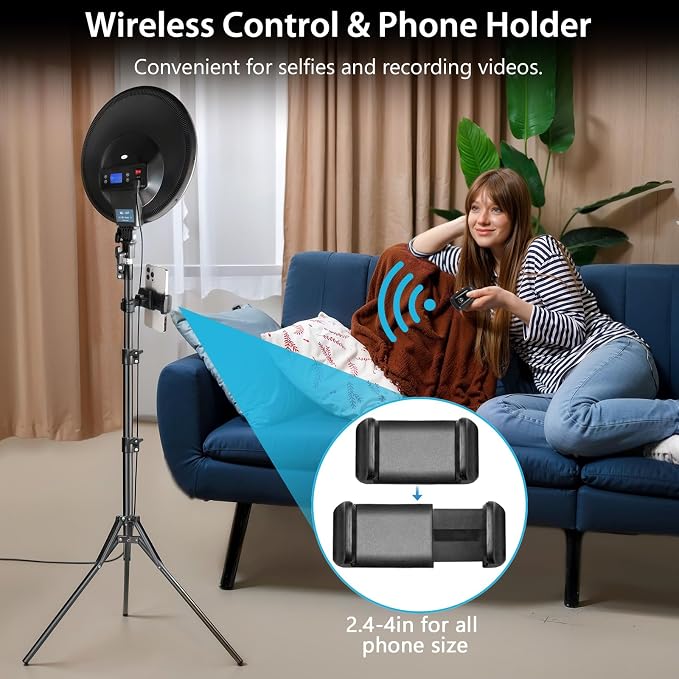 MACTREM 14in Large Ring Light with 71" Tripod Stand/Phone Clip,LCD Display 40W 6000K Full-Screen Selfie Ring Light for Live Stream, YouTube, TikTok, Video Recording, Makeup,Barber,Tattoo,Photography