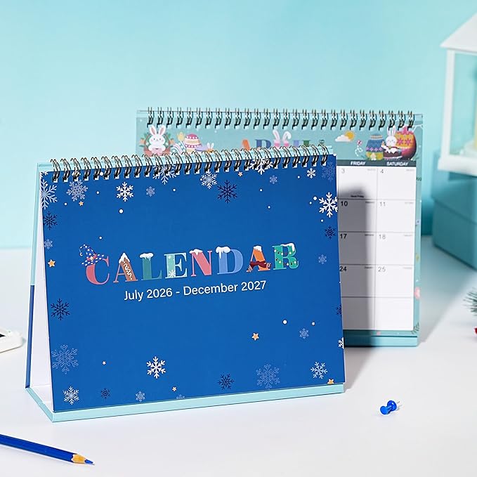 Desk Calendar 2026-2027 - Desk Calendar from July 2026 - December 2027, 10" x 8.3" Calendar Desk, 18 Months Standing Flip 2026-2027 Desktop Calendars - Theme Design