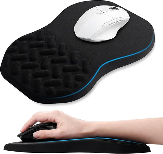 QDOAOF-Ergonomic Mouse Pad Wrist Support with Massage Design, Relieve Wrist Pain Mousepad, Wrist Rest Pain Relief Mousepad with Memory Foam&Non-Slip PU Base, Carpal Tunnel Syndrome (Black)