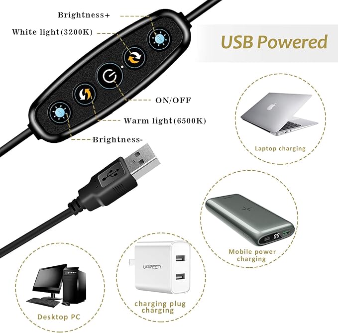 Video Conference Lighting Ring Light for Monitor Computer | Webcam Lighting, Zoom Call Lighting, Laptop Light& Distance Learning, Video Calls & Live Streaming
