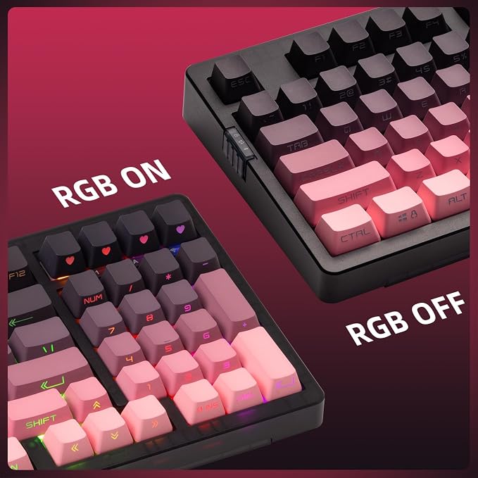 ZORNHER ZH980 Mechanical Keyboard Wireless,95% Pink Creamy Keyboard with Number Pad,Gaming Keyboard with Number Pad,Lighted Up PBT Keycaps,Loud Keyboard Clicky Blue Switches,Full Size