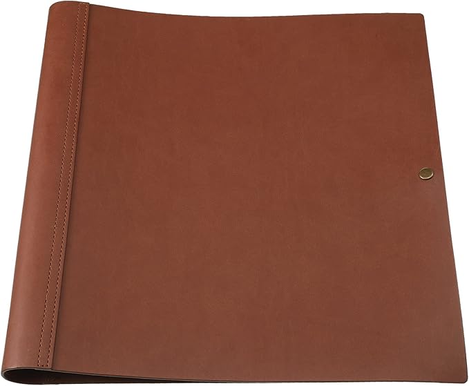 Teling 1 Pcs Leather 3 Ring Binder Holds 8.5 x 11 Inch Paper Binder Organizer Vintage Faux Leather Portfolio Folder Planner for Office Home Document Photo Diary Supplies (Chocolate)