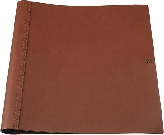 Teling 1 Pcs Leather 3 Ring Binder Holds 8.5 x 11 Inch Paper Binder Organizer Vintage Faux Leather Portfolio Folder Planner for Office Home Document Photo Diary Supplies (Chocolate)