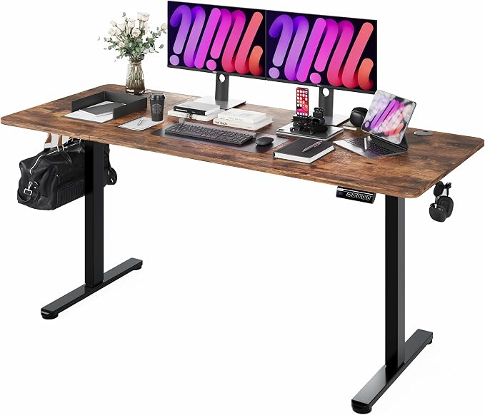 Monomi 71" Electric Standing Desk for Home Office - Large 1.8-Meter Adjustable Height Desk, 176 lbs Capacity, 4 Memory Presets, Quiet Motor & Anti-Collision (Rustic Brown/Black)