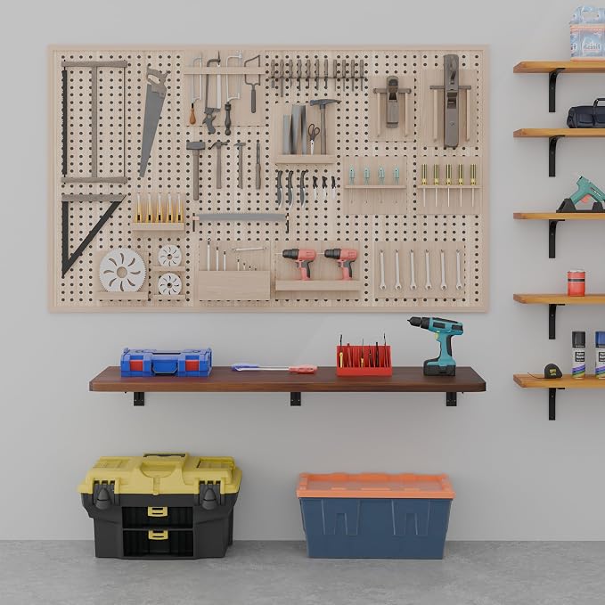 Floating Wall Mounted Table Desk with Pine Wood,72" x 22" Workbench for Garage,Home Office Desks with Heavy Duty Brackets,Work Table for Kitchen,Dining,Laundry (60 * 22 * 6.8 Inch)