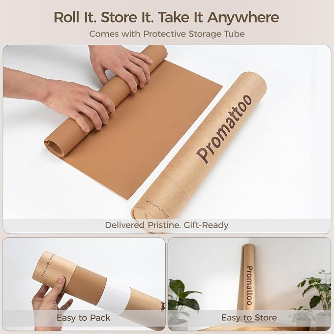 1.6mm Thick Leather 12x48 Inch Non-Slip Mat, Waterproof Countertop Protector, Kitchen Appliance Runner/Narrow Console Topper, Caramel Brown
