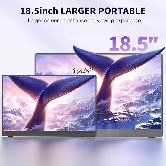 COOLHOOD 18.5 Inch Portable Monitor for Laptop, 1080P FHD 120Hz 125% sRGB USB-C HDMI Travel Monitor for PC、PS4/5 、Xbox, Portable Screen with Smart Cover, VESA Compatible