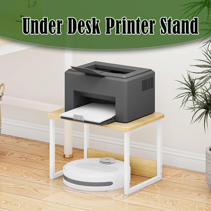 MARTY Printer Stand for Desk, Desktop Shelf Printer Riser for Home Office | Desktop Printer Stand, 17.1"x12.4", Printer Shelf, Small Printer Table for Fax Machine Copier Scanner, Desk Organizer, Maple