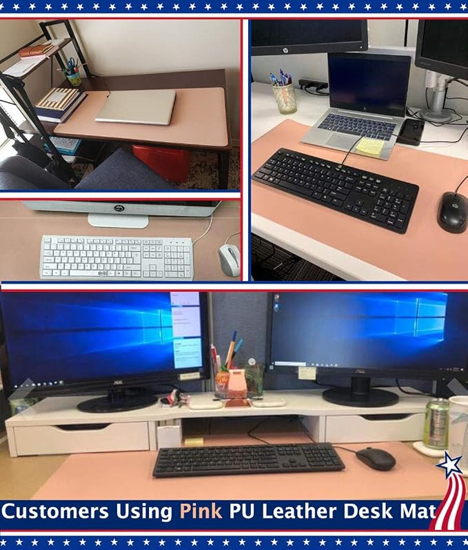 24 X 36 Inch Multifunctional Office Felt Desk Pad Desk Cover Leather Mat Blotters Table Protector on Top of Desks Large Laptop Computer Gaming Keyboard Mouse Pad Organizer for Women Waterproof Black