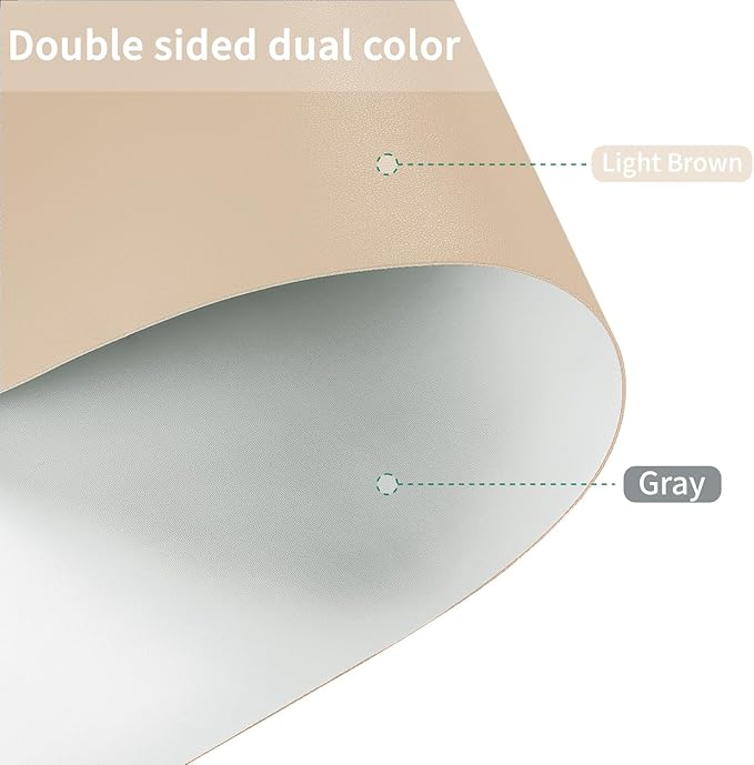 Faux Leather Table Cover,1.8mm Thick,48x72 Inch Table Protector,Table Protector for Dining Room Table,Dining Table Cover,Table Cover Protector,Table Protector Pad(Light Brown+Gray,48x72)