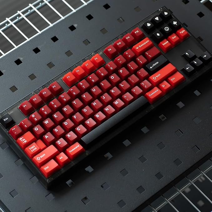 PBT Keycaps Set 164Keys Cherry Profile Red Black Keycaps 60% 65% 75% 100% Dye Sublimation Costom Key caps for Cherry Gateron MX Switches Mechanical Keyboards