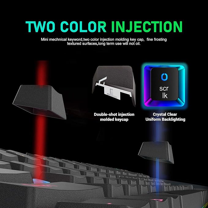 65% Wired Gaming Mechanical Keyboard and Mouse Combo, Mini 68 Keys, RGB Backlight, Lightweight RGB Optical Mouse,Mouse Pad Compatible with PS4,Xbox,PC,Laptop,MAC (Black/Blue Switch)