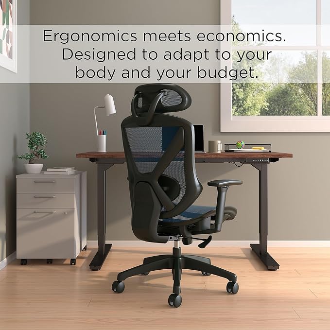 STAPLES Ergonomic Task Chair, Mesh, Ergonomic, Lumbar Support, Blue