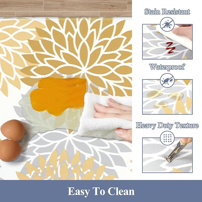 HEBE Anti Fatigue Kitchen Rug Sets 2 Piece Non Slip Kitchen Mats for Floor Cushioned Kitchen Rugs and Mats Waterproof Comfort Standing Mat Runner for Kitchen,Home Office,Sink,Laundry