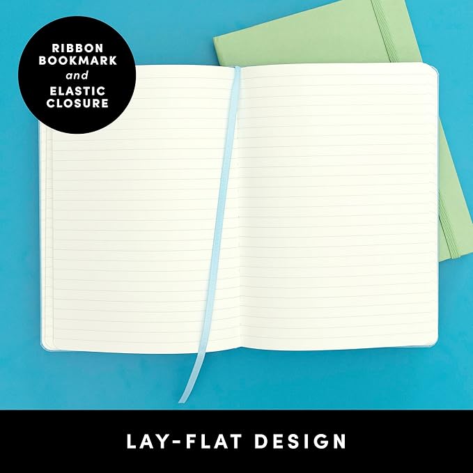 PAPERAGE Lined Journal Notebook, Hardcover Journal for Women & Men, 160 Pages, (5.6 in x 8 in), College Ruled Journaling Notebook for Work, School Supplies & Note Taking, (Light Blue)