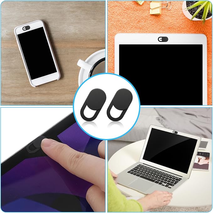 50 PCS Webcam Cover Slide Black Phone Camera Covers, 0.023 Inch Ultra-Thin Universal Laptop Camera Cover Slide Webcam Protects Your Privacy & Security for Laptop, Desktop, Smartphone, Cell Phone