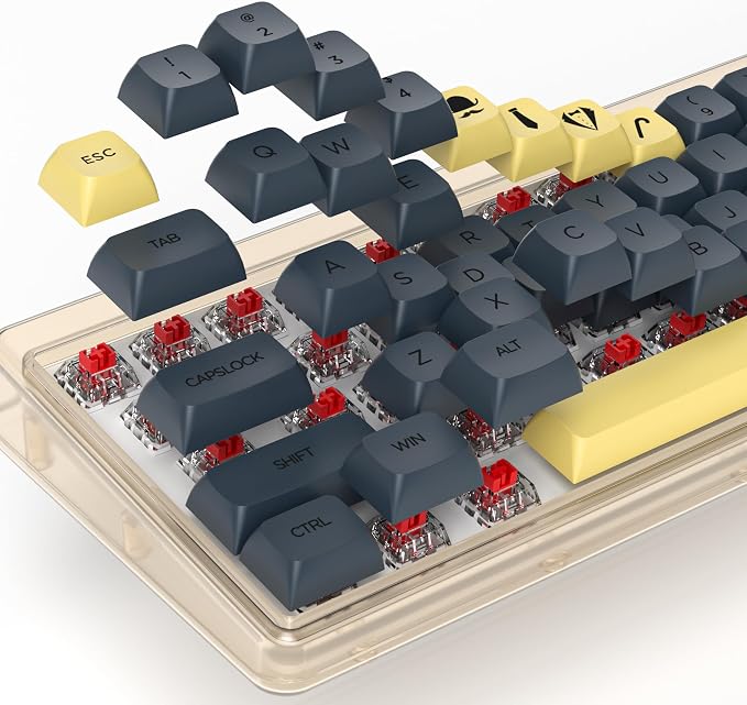 Guffercty kred Black XDA Profile PBT Keycaps, 142-Keys Gentleman Custom keycaps for 60% 65% 75% 100% Fullsize US&ISO Layout Mechanical Gaming Keyboard (Gentleman)