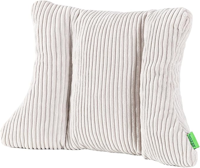Lumbar Support Pillow 3 Section Back Pillow Office Chair for Back Support Comfortable Lumbar Cushion for Car Seat Pain Relief Sofa Rest (Beige)