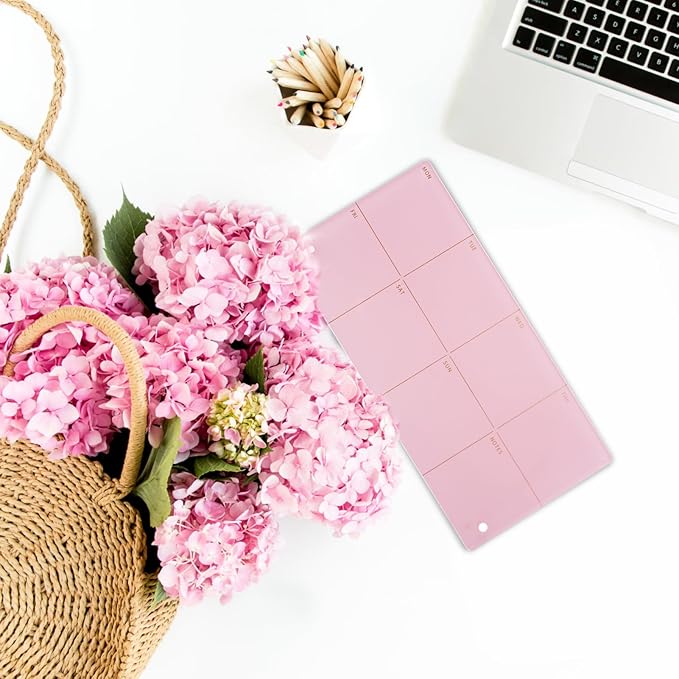 Desktop Acrylic Weekly Planner Whiteboard with Stand,12"X6"-Small,Dry Erase Weekly Planner for Desk,Acrylic Desk Calendar Dry Erase,Pink Dry Erase Board for Office Home School-ZMZL-P-1530