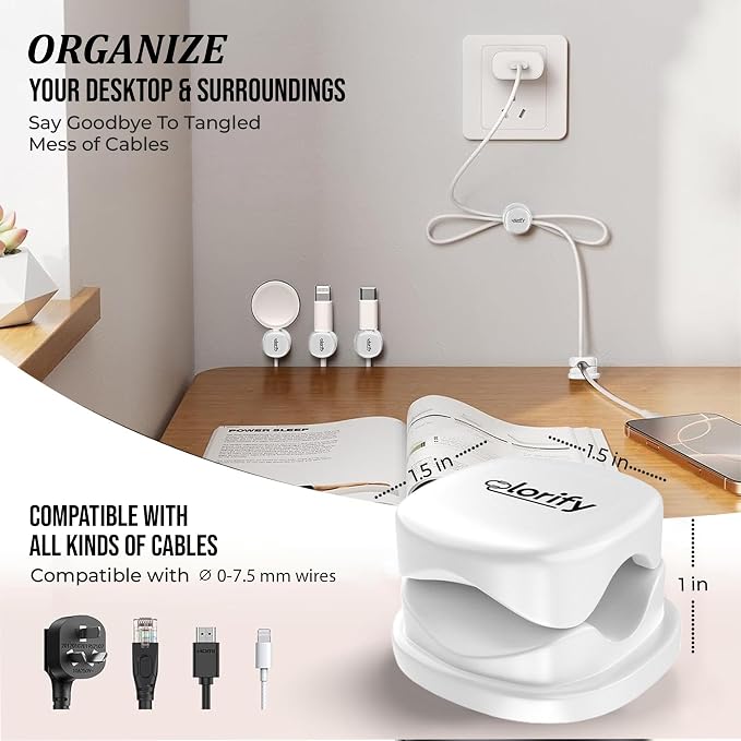 12 Pack Spring Cable Clips, White Adhesive Cord Organizer for | Desk, Phone Charging Cords Holder, Car Cable Management, Cable Clips for Computer & Nightstand Charger Clips