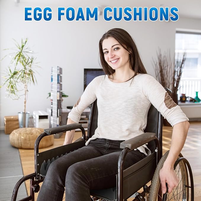 Geiserailie 2 Pcs Egg Foam Pad Eggs Chair Cushion to Relieve Back Foam Seat Cushion Chair Accessories Pad for Office Recliner Wheelchair Home Car (18 x 16 x 4 Inches Egg-Shaped,Black Gray)