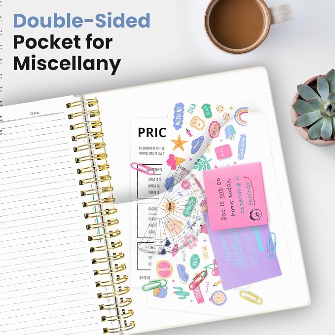 Large Spiral Lined Notebooks for Work with Removable Dividers & Tabs, 8.5"x11" Pretty Hardcover 5 Subject Notebook Journal for Women, College Ruled, Perfect for Study & Office Organization, 280 Pages,Ocean Whales