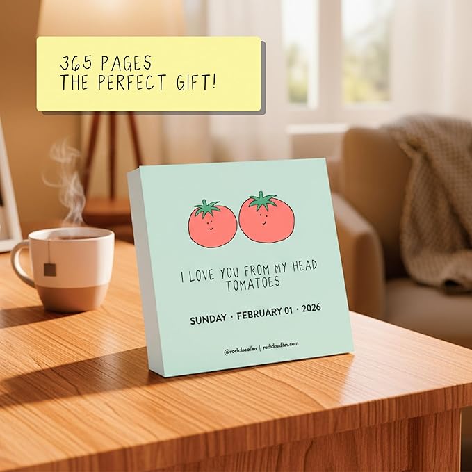 2026 Rockdoodles Punny Gift Set Bundle | Includes: (1) 2026 A Pun A Day Desk Calendar, (1) Limited Release Rockdoodles Journal, (5) All New Stickers, (1) Vanilla Bean Air Freshener, & (1) "Stay Pawsitive" Patch – Perfect Funny Gift for Friends, Family,...