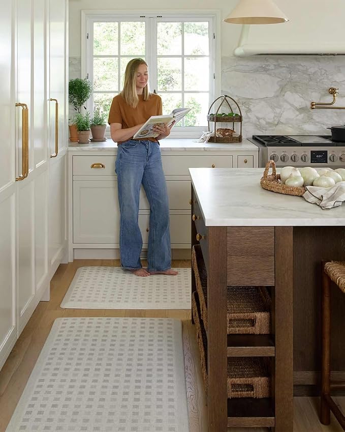 House of Noa Nama Standing Mat – Anti-Fatigue Cushioned Kitchen Mats for Floor | Ergonomic Bounce-Back Foam Kitchen Mats | Anti-Fatigue Mats for Kitchen & Standing | Levi Buff | 22" x 72"