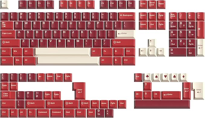 Guffercty kred Cherry Profile PBT Keycaps 156 Key Set, Fade Resistant Fit 60%/65%/75%/80%/TKL/100% Mechanical Keyboard (Ham)
