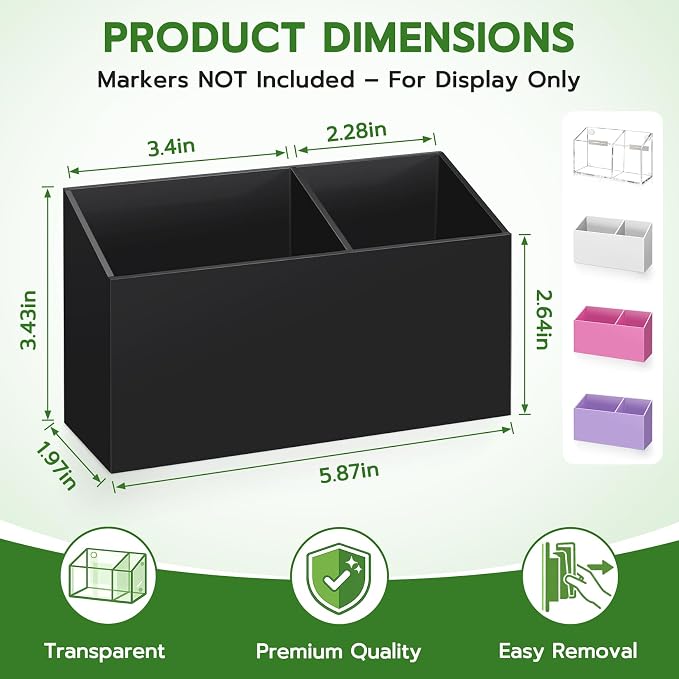 MR.MATE Magnetic Pen Holder, Magnetic Dry Erase Marker Holder for Whiteboard, Non-Slip Pencil Cup Holders for Fridge, Magnet Locker Organizer for Office Classroom Desk Accessories (Black)