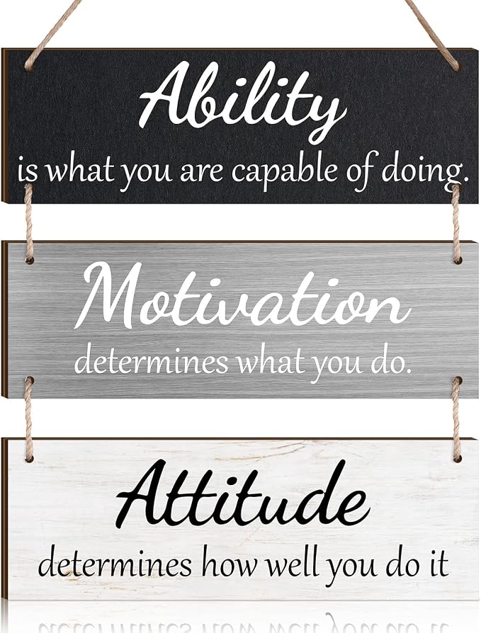Jetec Office Wall Decor Sign Inspirational Motivational Plaques with Sayings Rustic Wooden Hangings Ability Sign for Coworker Holiday Gift Office Home Artwork Decoration(Simple Color)