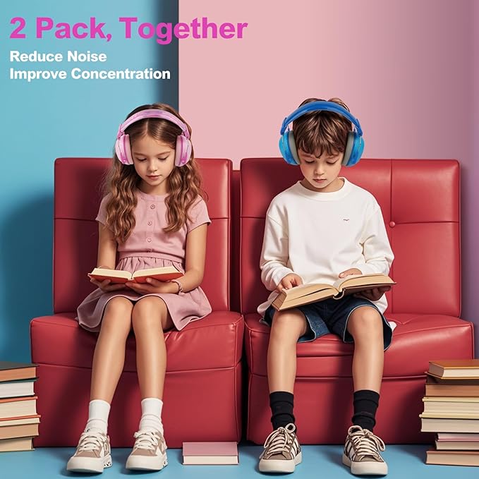 2 Pack Noise Cancelling Headphones for Kids, Kids Ear Protection 28dB SNR Noise Reduction Ear Muffs for Children/Toddler,Noise Cancelling Hearing Protection For Fireworks/Monster Truck