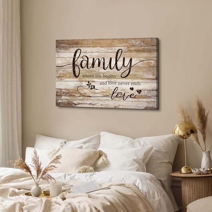 Large Family Canvas Wall Art for Living Room Bless This Home Wall Decor Rustic Kitchen Signs Pictures Vintage Farmhouse Family Painting Prints Christian Artwork Bedroom Office Home Decorations 24x36”