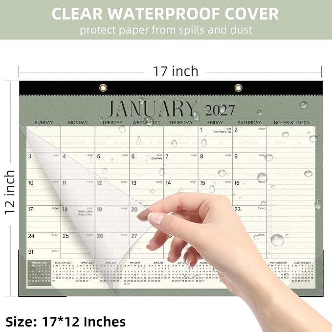 Tcamp Desk Calendar 2026-2027, 18-Month Desktop Calendar from July 2026 to December 2027, Large 17" x 12" Monthly Desktop & Wall Calendar for Home Office