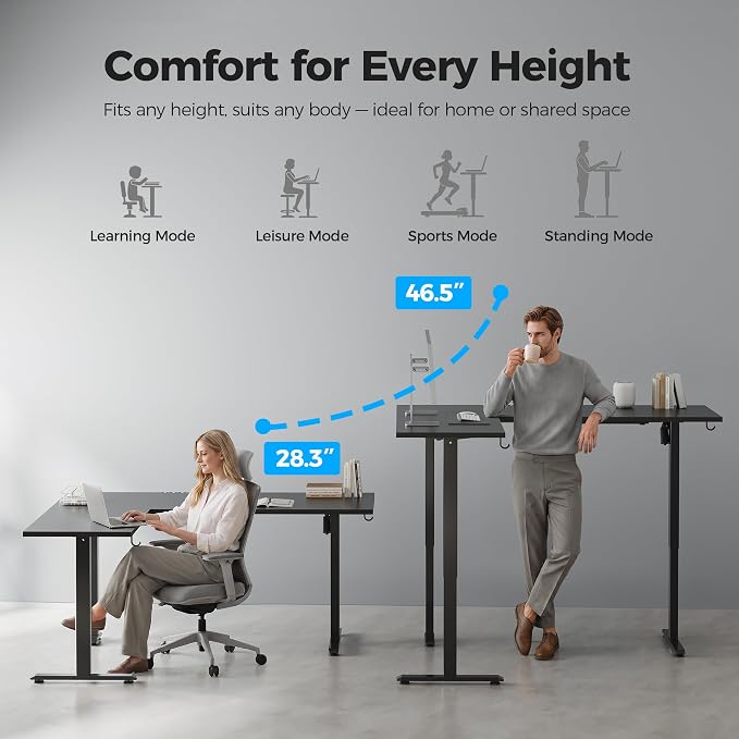Agilestic L Shaped Standing Desk 63 inch Adjustable Height, Electric Corner Standing Desk, Sit Stand Computer Table with Splice Board, Black