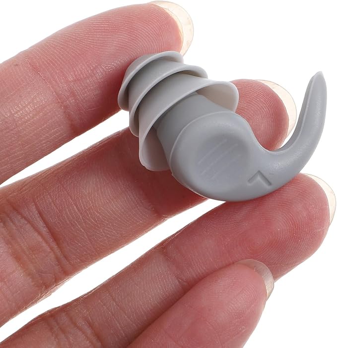 Noise Reduction Silicone Tips with Carrying Case, Reusable for Sleeping, Studying, Concerts, and Travel, Gray Pair (Left + Right)