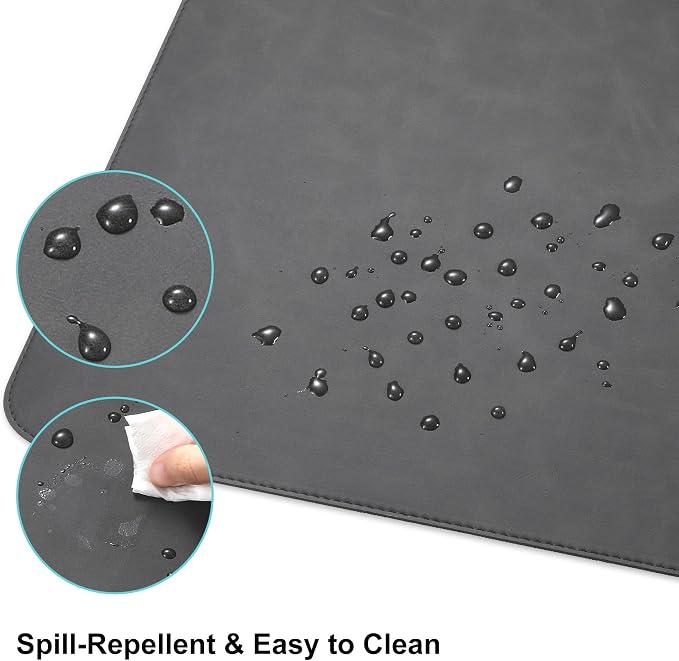 Leather Desk Pad Protector, Office Desk Mat, Large Laptop Mouse Pad, PU Non-Slip Desk Blotter, Waterproof Writing Pad, Computer Keyboard Mat for Desktop 39.4 x 17 inch (Black)
