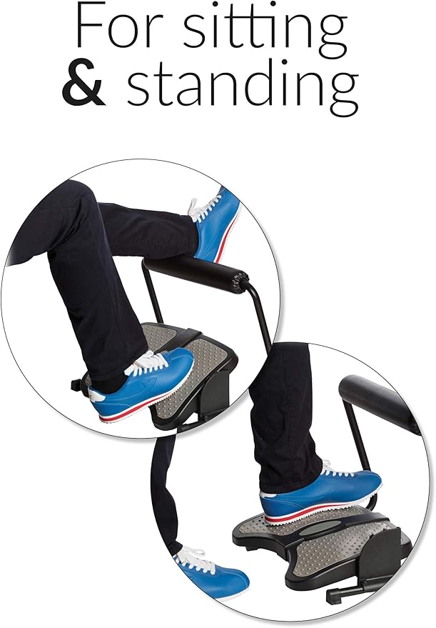 SUN-FLEX Ergonomic Height Adjustable Office Footrest Under Desk at Work for Sitting and Standing,Intuitive Foot Stool and Leg Rest for Standing Desk (Black)