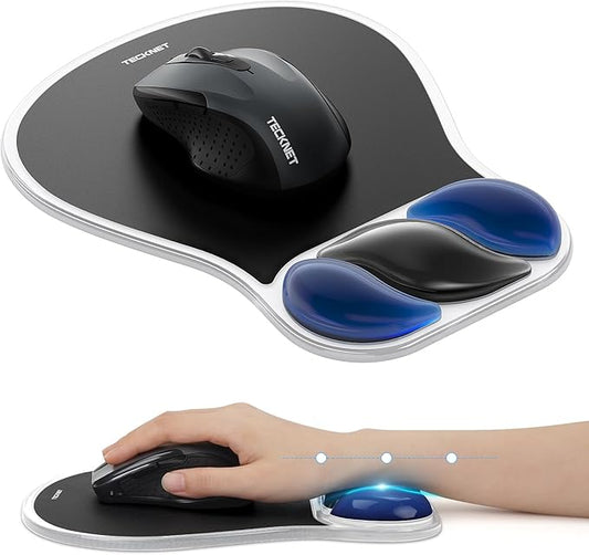 TECKNET Gel Mouse Pad with Wrist Rest for Relieve Wrist Pain Comfortably | Ergonomic Mouse Pad with Non-Slip Base & Waterproof Surface for Office & Home - Black