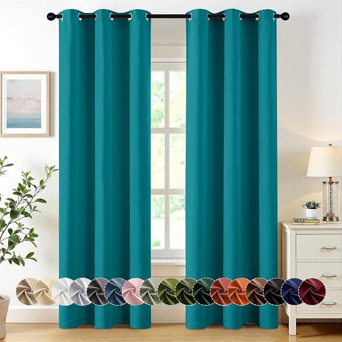 MIULEE Blackout Curtains for Bedroom Living Room 2 Panels, Thermal Insulated Room Darkening Drapes Grommet Noise Reducing Light Blocking Window Treatments 72 Inches Long 40x72 Inch Teal