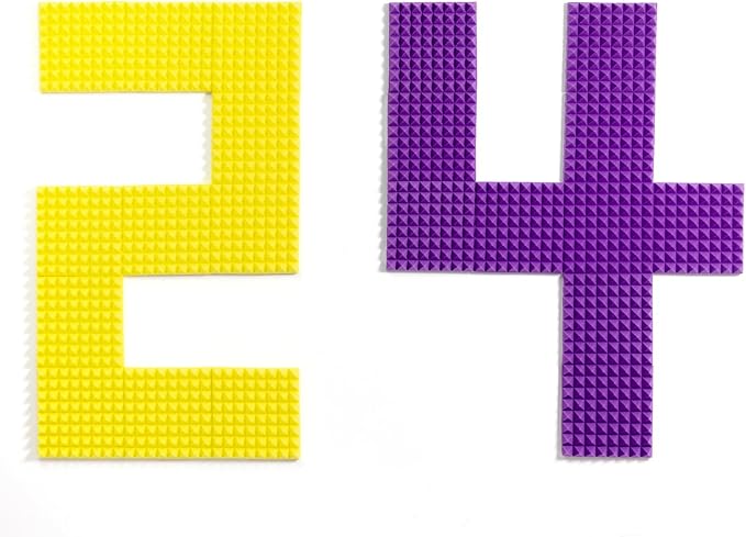 Sonicism Acoustic Panels Self-Adhesive Pyramid 12 Pack,12" X 12" X 2" Sound Proof Foam Panels for Walls,35kg/m³High Density Soundproof Wall Panels Fast Expand,Sound Absorption & Decoration(Purple)