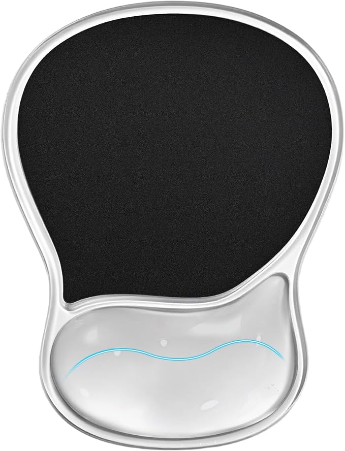 EooCoo Ergonomic Waterproof Mouse Pad with Gel Wrist Rest Support | Middle Concave Design, Leather Mouse Pad Surface, Relieve Wrist Pain, Computer Office Desk Accessories